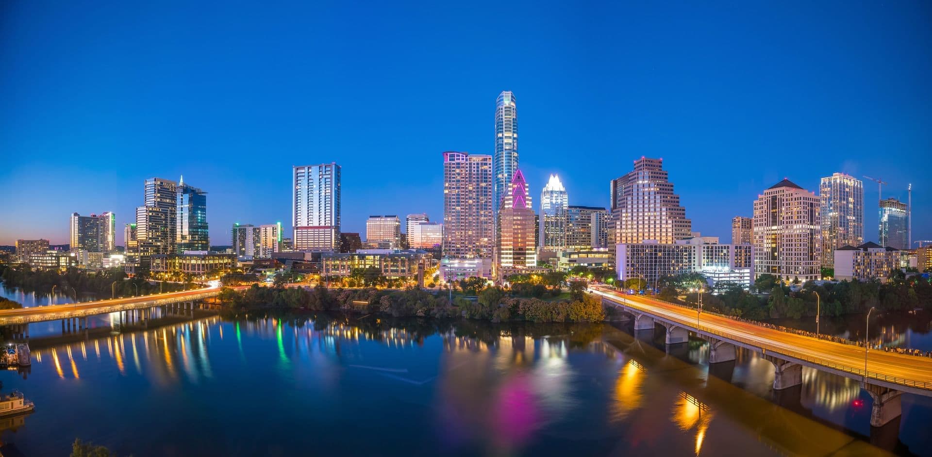 Austin skyline view at night