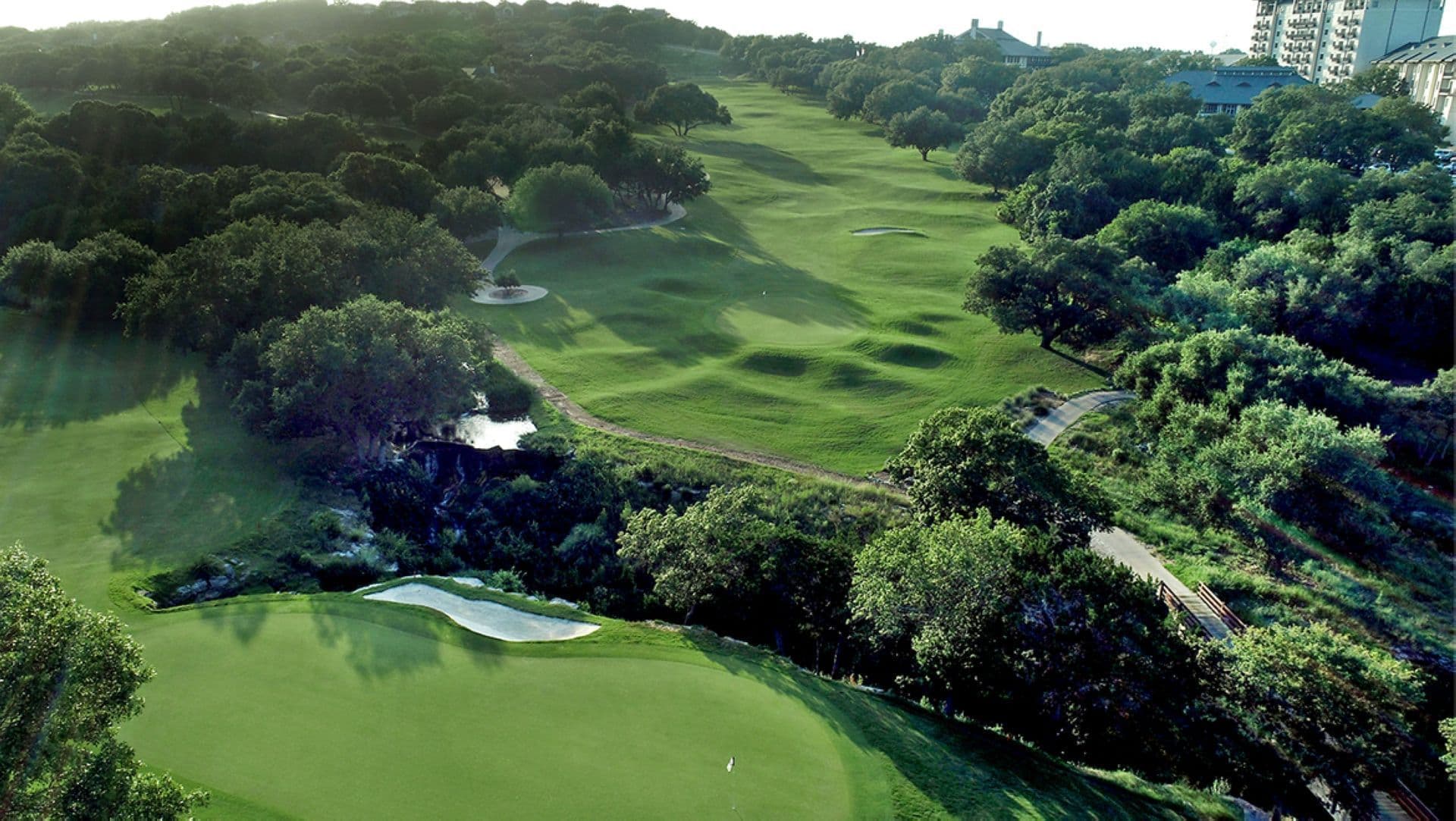 Aerial view of Fazio Foothills Golf Course near Austin Condo